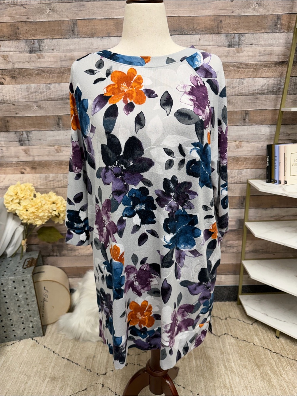 Simply Vera Wang Floral Print Pullover Dress M